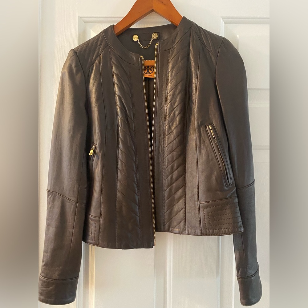 Dark brown leather jacket